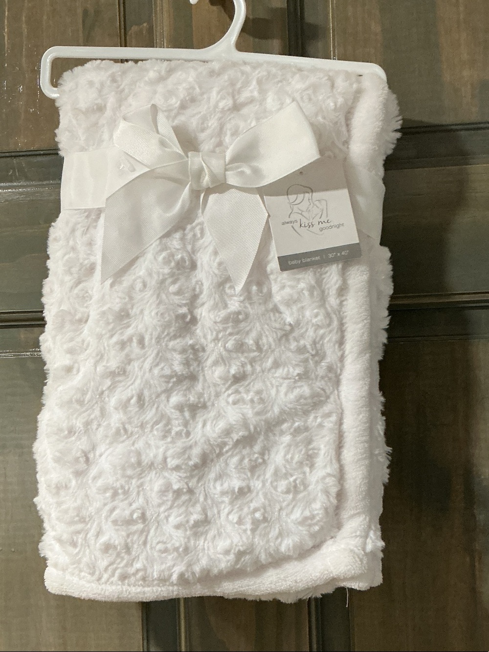 White Plush Rosette Baby Blanket